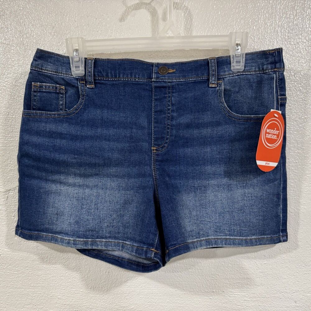 Wonder Nation Plus Denim Shorts Girls Size 14-16 5 Pocket Stretch Casual
